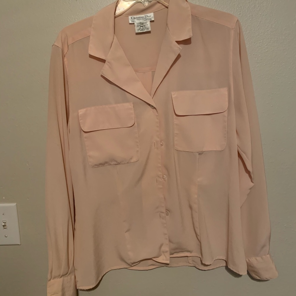 EUC Christian Dior button down blous- light pink